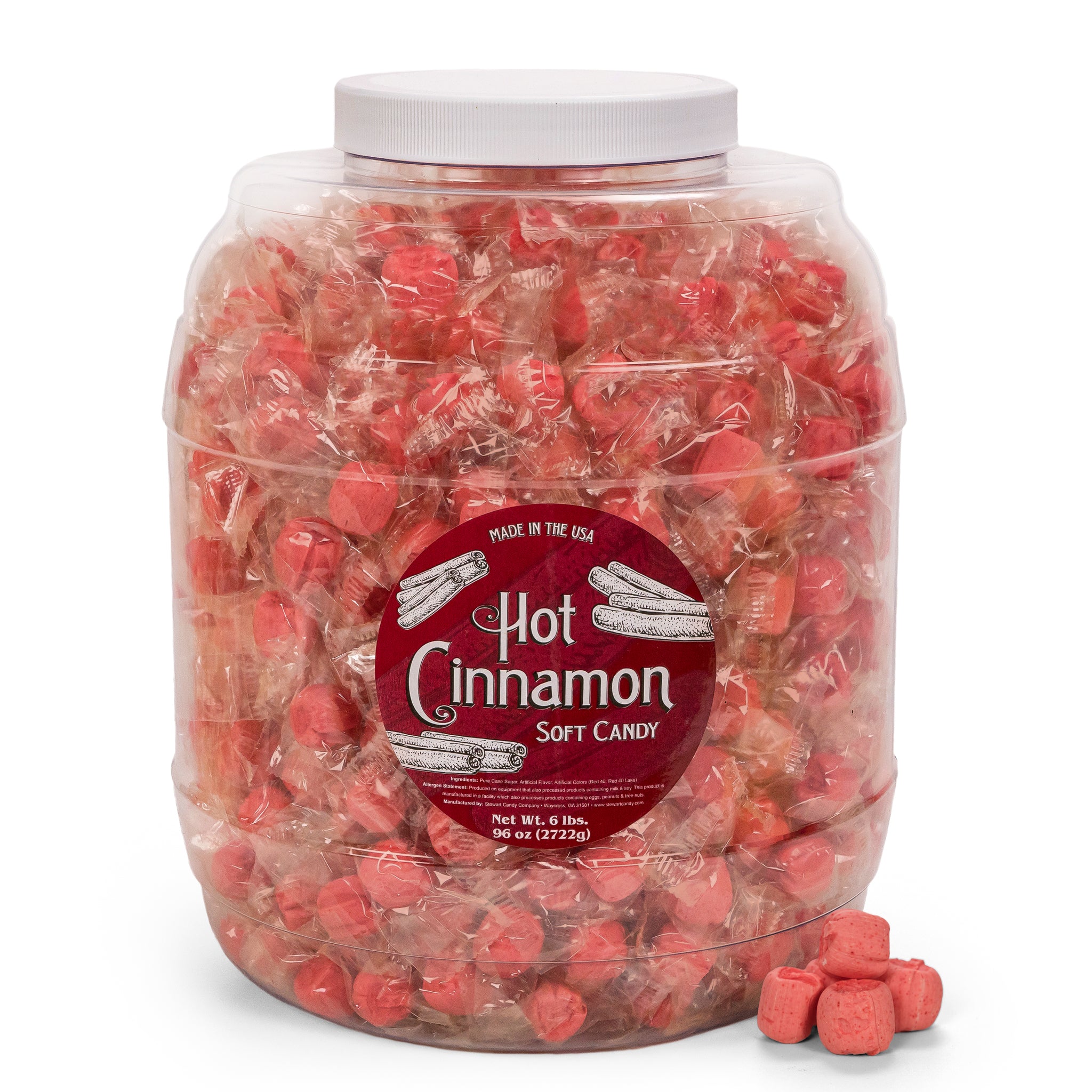Stewart Candy Hot Cinnamon Flavored Soft Candy Puff Balls - 27oz Tub for  Home, Office, Break Rooms - Individually Wrapped, Fat-Free,  Cholesterol-Free